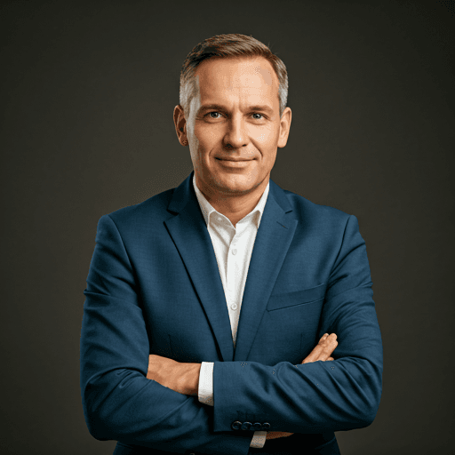 Portrait of a professional business executive looking confident and friendly in a studio setting with soft lighting
